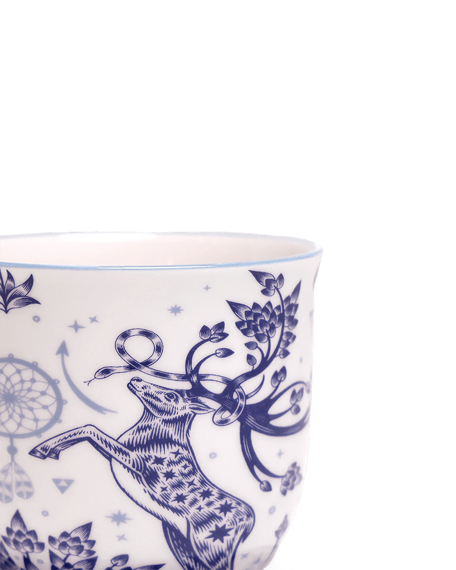 Close-up of the Chive Liberte small stag porcelain pot showing the pattern and glaze finish.