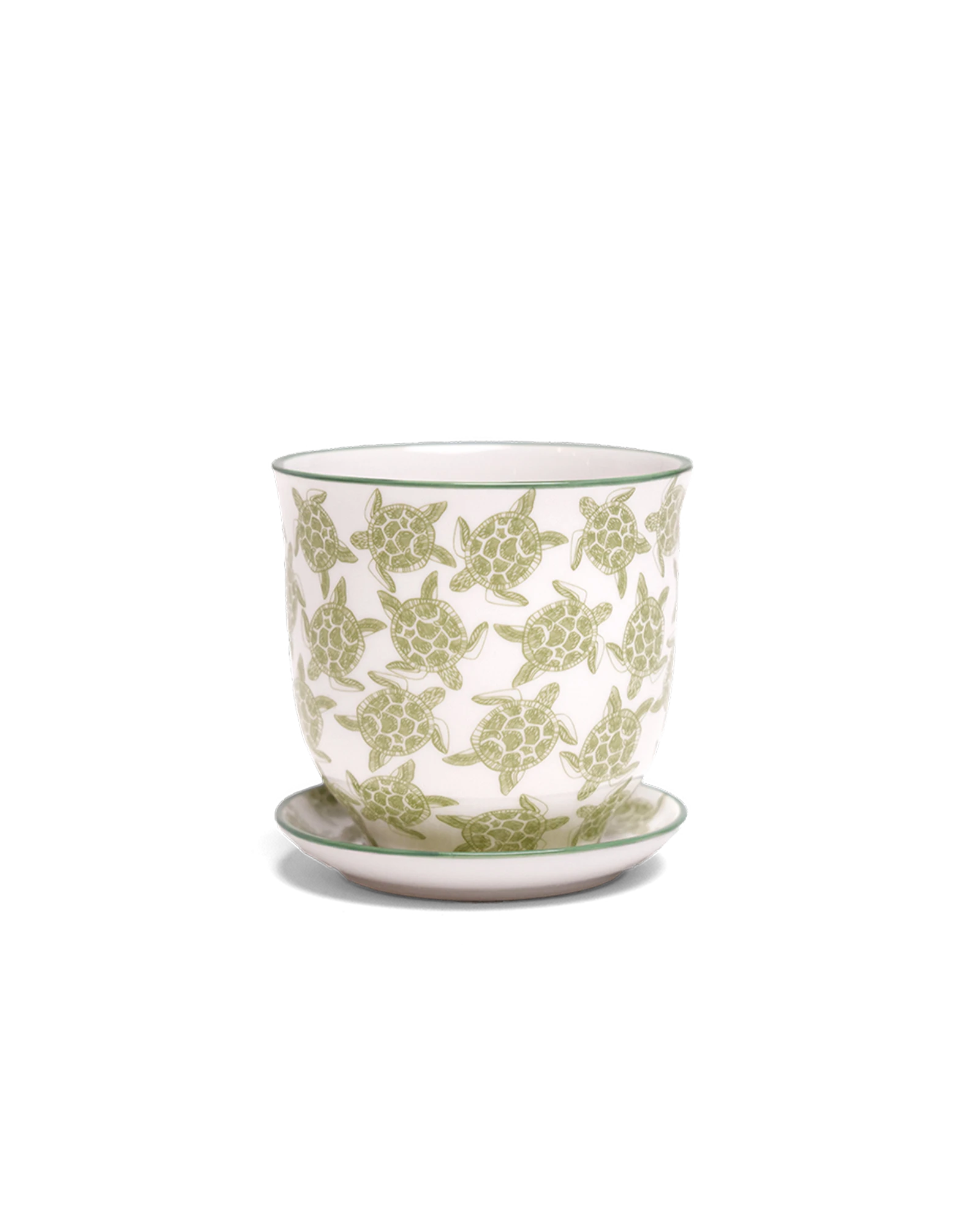 Chive Liberte medium turtles porcelain pot with drainage hole and detachable saucer.