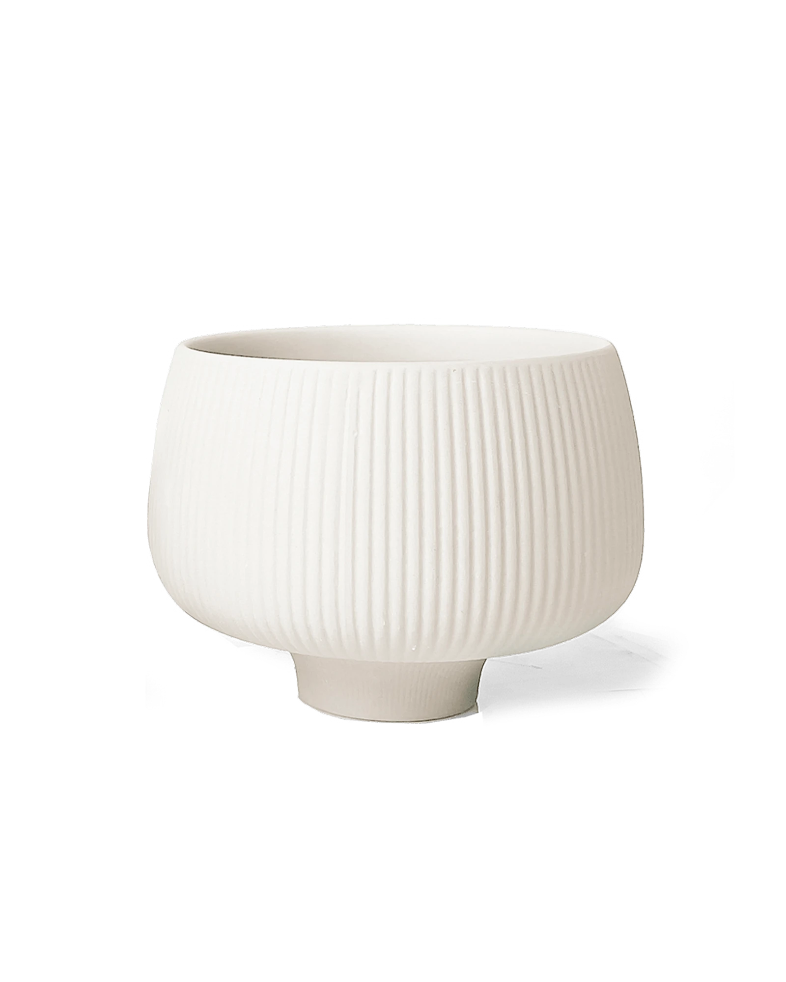 Chive Lilo large white porcelain plant pot with no drainage.