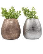 Two Chive Mesh glazed ceramic planters with woven grid texture, styled with plants.