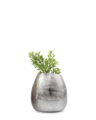 Chive Mesh silver glazed ceramic planter pot with woven grid texture, styled with a plant.