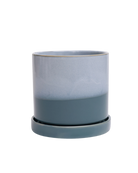 Chive Minute medium blue aqua ceramic pot with drainage hole and detachable saucer.