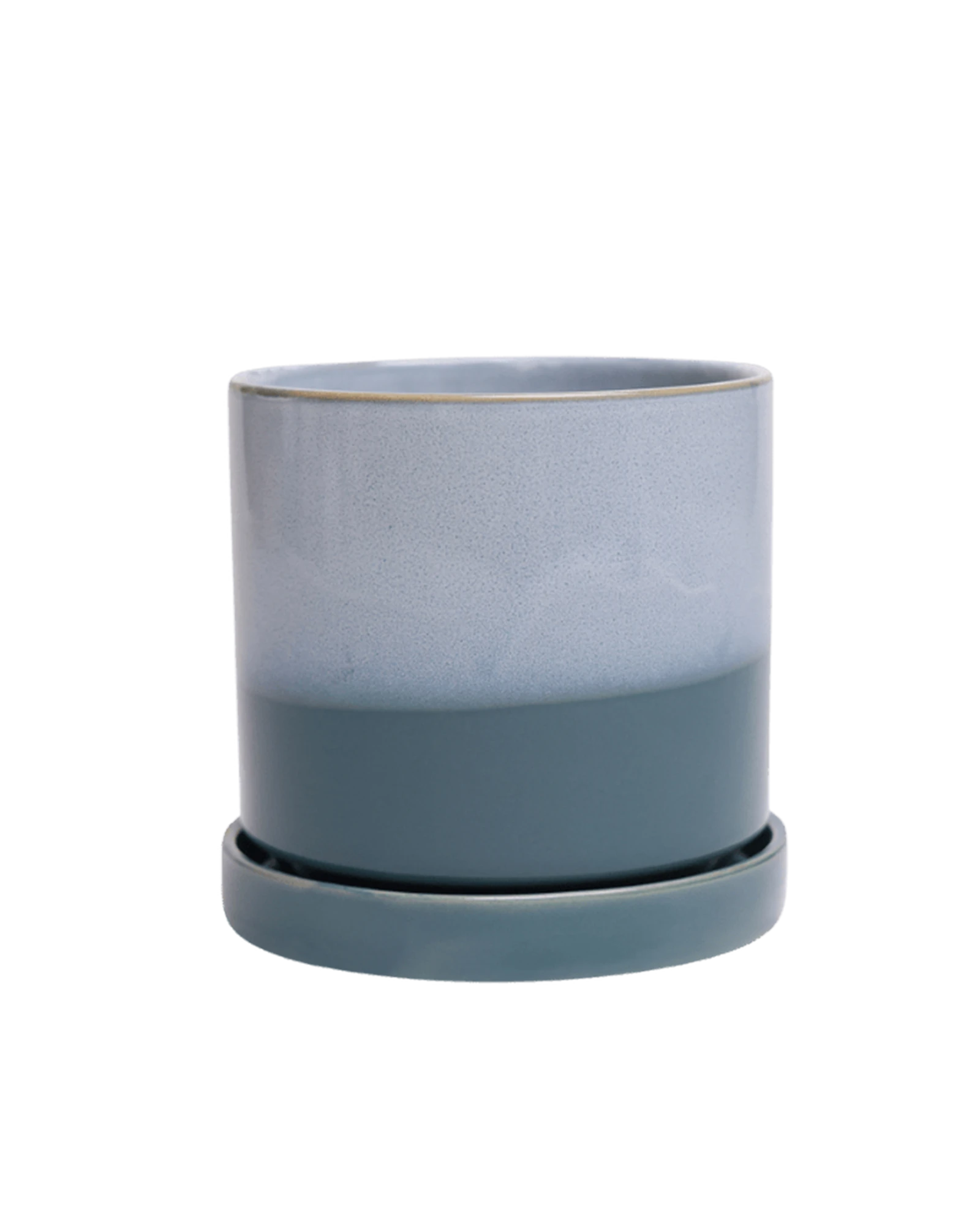 Chive Minute small blue aqua ceramic pot with drainage hole and detachable saucer.