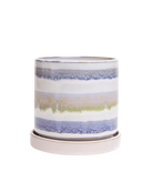 Chive Minute small blue green layers ceramic pot with drainage hole and detachable saucer.