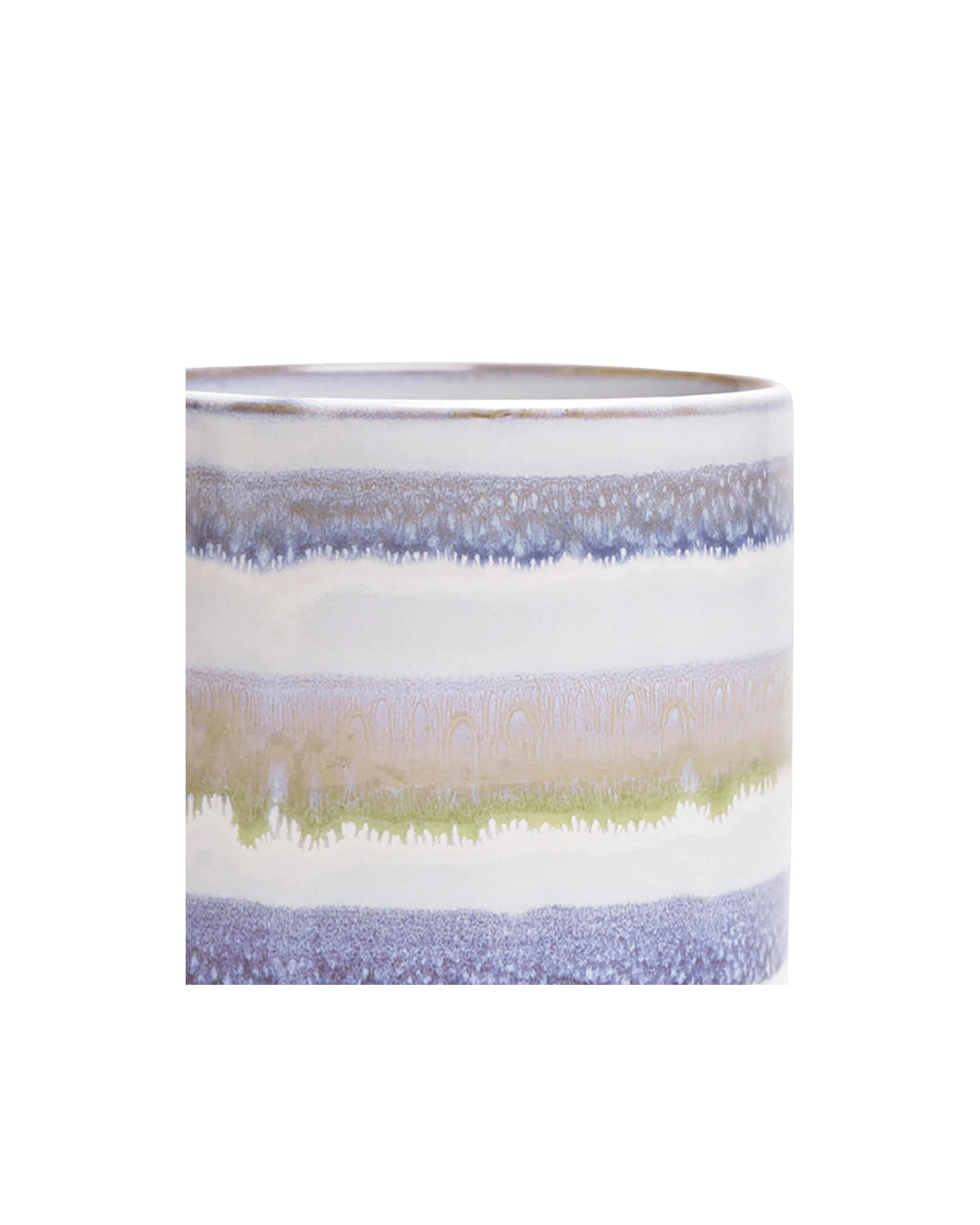 Close-up of the Chive Minute small blue green layers ceramic pot showing color and glaze details.
