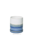 Chive Minute fully glazed large ceramic planter pot in color blue layers with drainage and detachable saucer.