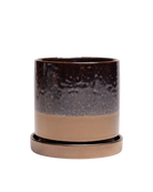 Chive Minute medium bronze speckles ceramic pot with drainage hole and detachable saucer.