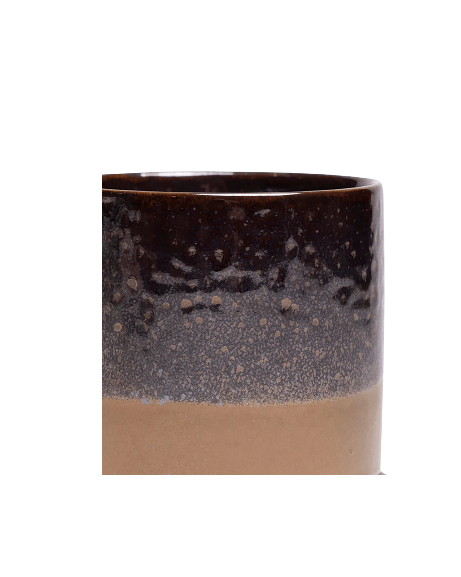 Close-up of the Chive Minute small bronze speckles ceramic pot showing the glaze finish.