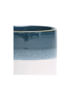 Close up of Chive Minute large green blue ceramic planter pot showing the color and glaze details.