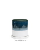 Chive Minute large green blue fully glazed ceramic planter pot with drainage hole and detachable saucer.