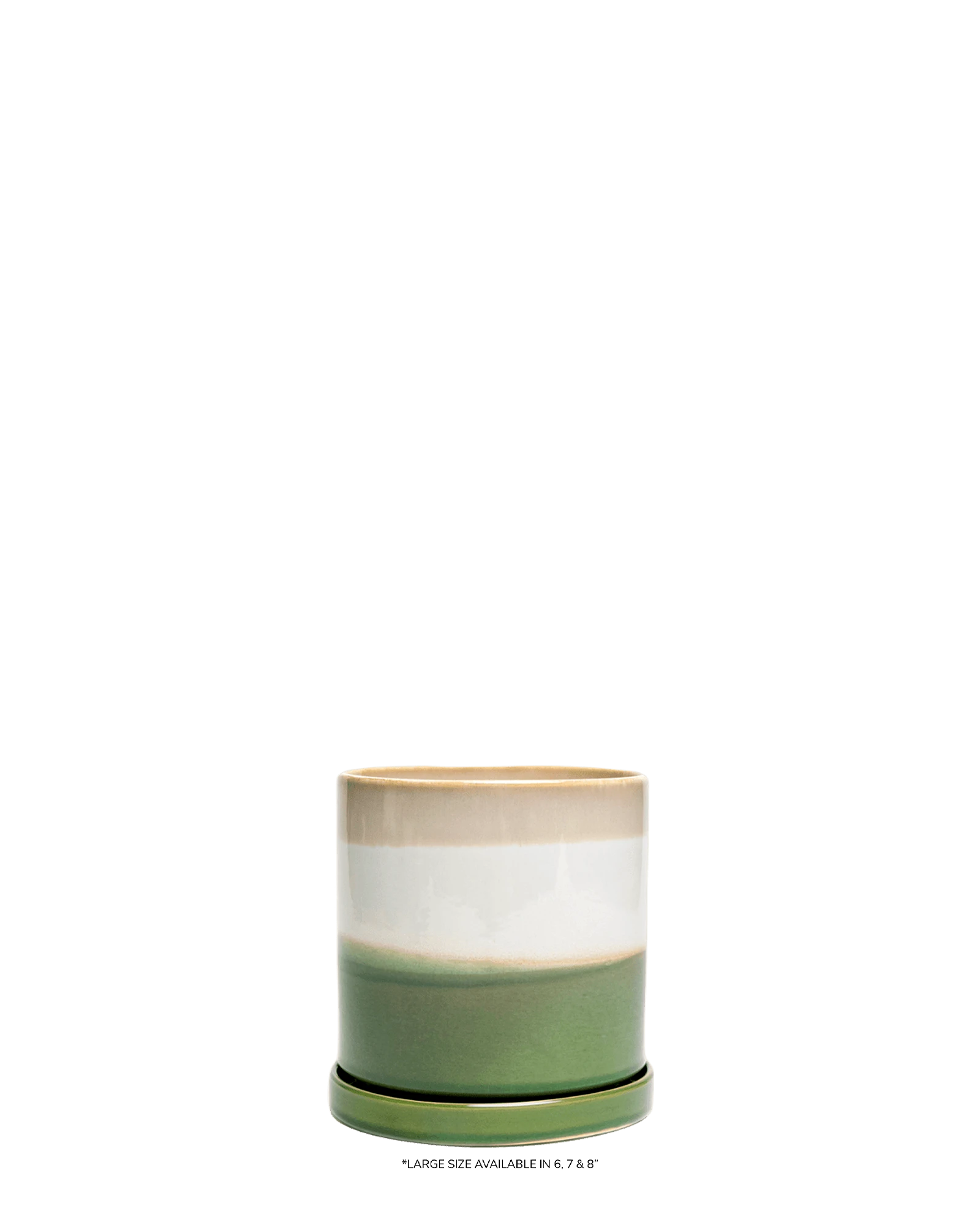 Chive Minute green layers fully glazed ceramic large planter with drainage hole and detachable saucer.