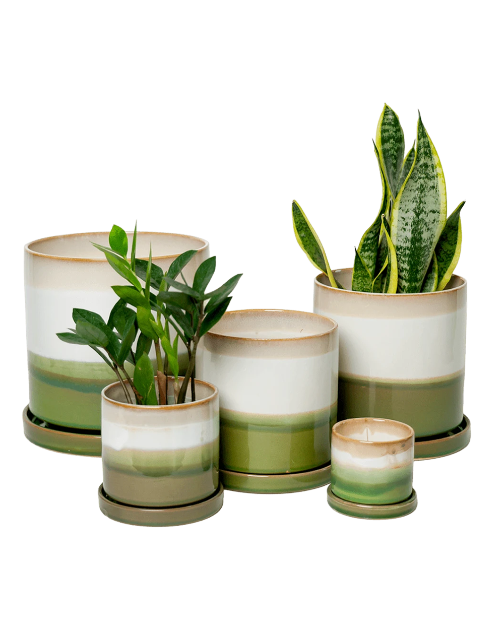 Minute Ceramic Pot Green Layers / 6
