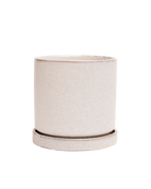Chive Minute small ivory speckles ceramic pot with drainage and detachable saucer.