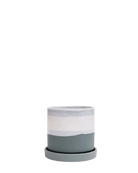 Chive Minute medium matte green ceramic pot with drainage hole and detachable saucer.