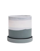 Chive Minute small matte green ceramic pot with drainage hole and detachable saucer.