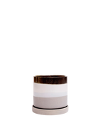 Chive Minute medium mocha cement ceramic pot with drainage hole and detachable saucer.