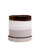 Chive Minute small mocha cement ceramic pot with drainage hole and detachable saucer.