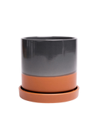 Chive Minute small terracotta ceramic pot with drainage hole and detachable saucer.