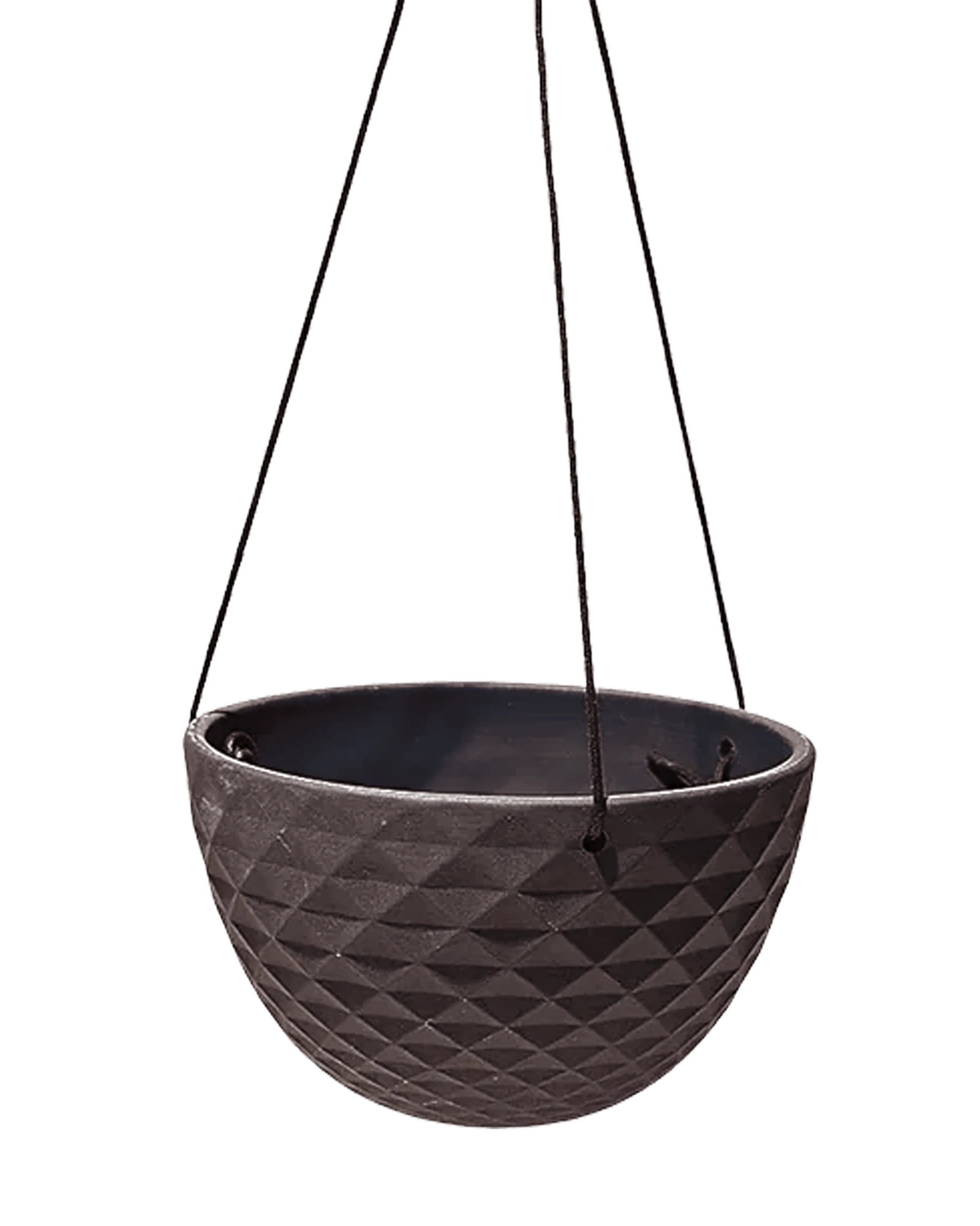 Chive Mofo mini black porcelain hanging planter with no drainage.