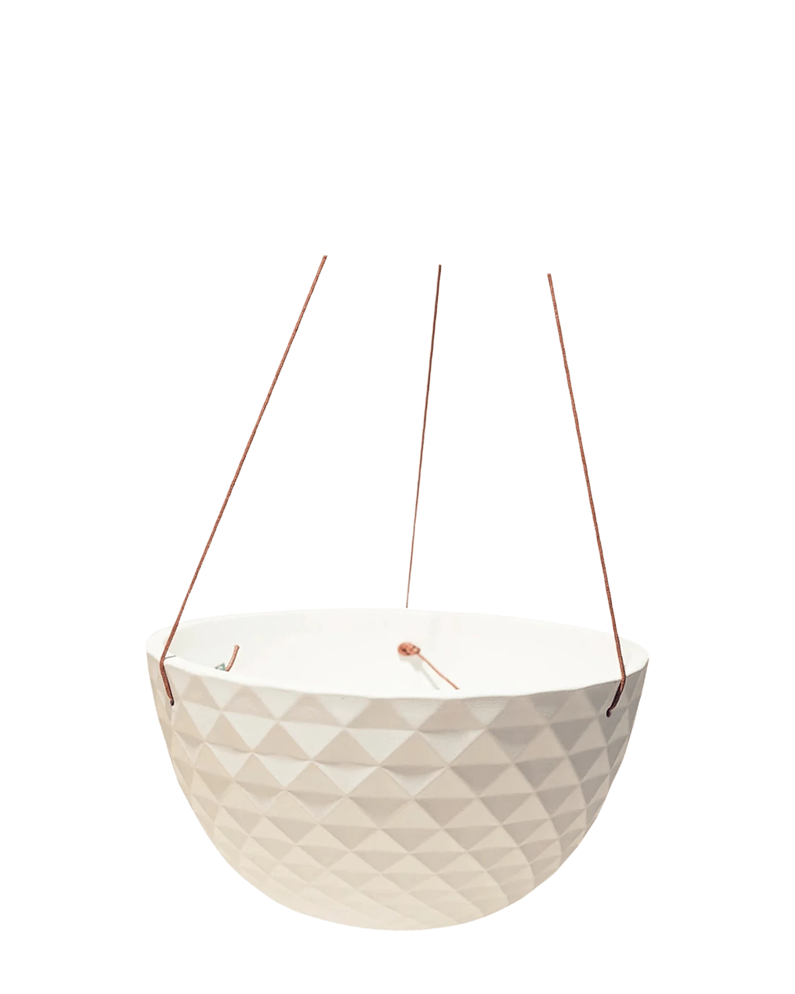 Chive Mofo white porcelain modern hanging planter with no drainage.