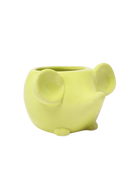 Chive Mouse Chartreuse color ceramic mouse shaped succulent planter with no drainage.