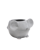 Chive Mouse Grey color ceramic mouse shaped succulent planter with no drainage.