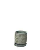 Chive Paul sage ribbed ceramic small plant pot with drainage hole and saucer.