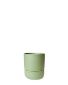Chive Ryan olive ceramic self-watering plant pot with drainage hole and detachable saucer.