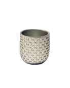 Chive Stagma pewter lattice textured resin planter pot with no drainage.