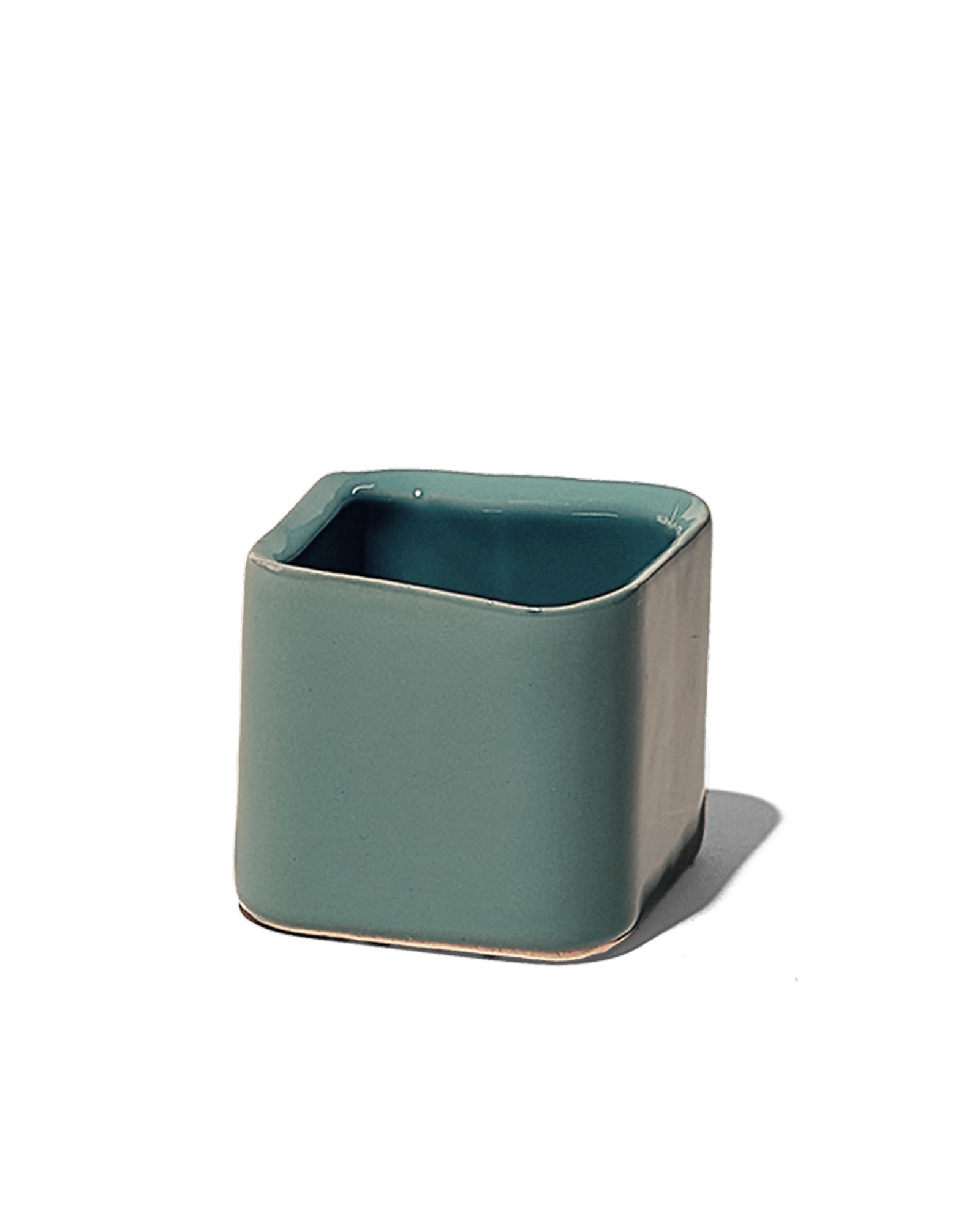 Chive Svek green grey color fully glazed ceramic planter with no drainage.