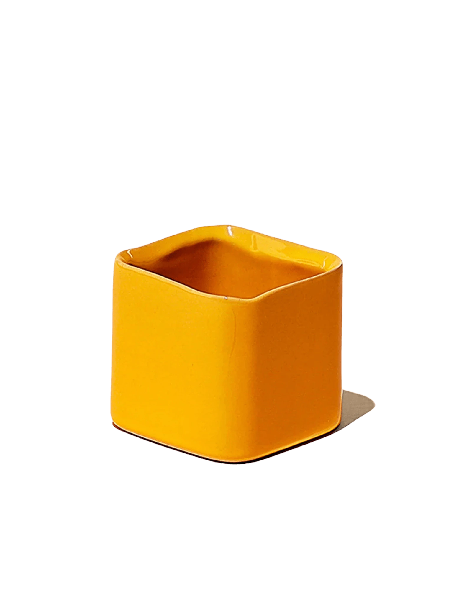 Chive Svek orange color fully glazed ceramic planter with no drainage.