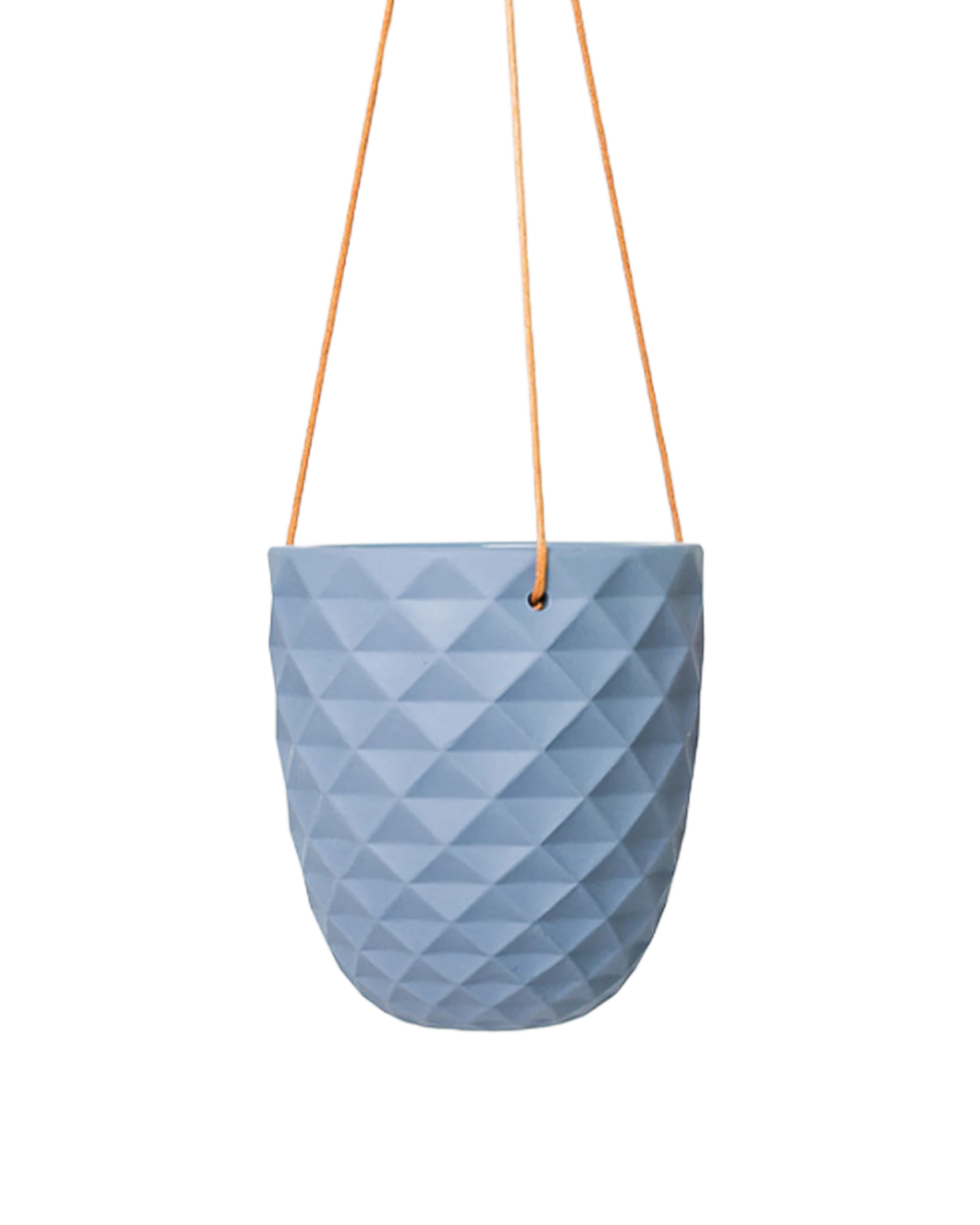 Chive Thimble blue grey porcelain modern hanging planter with no drainage and matte finish.