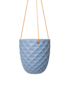 Chive Thimble blue grey porcelain modern hanging planter with no drainage and matte finish.