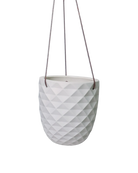 Chive Thimble light grey porcelain hanging planter with no drainage and matte finish.