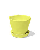 Chive Tika green sheen ceramic small plant pot with drainage hole and detachable saucer.
