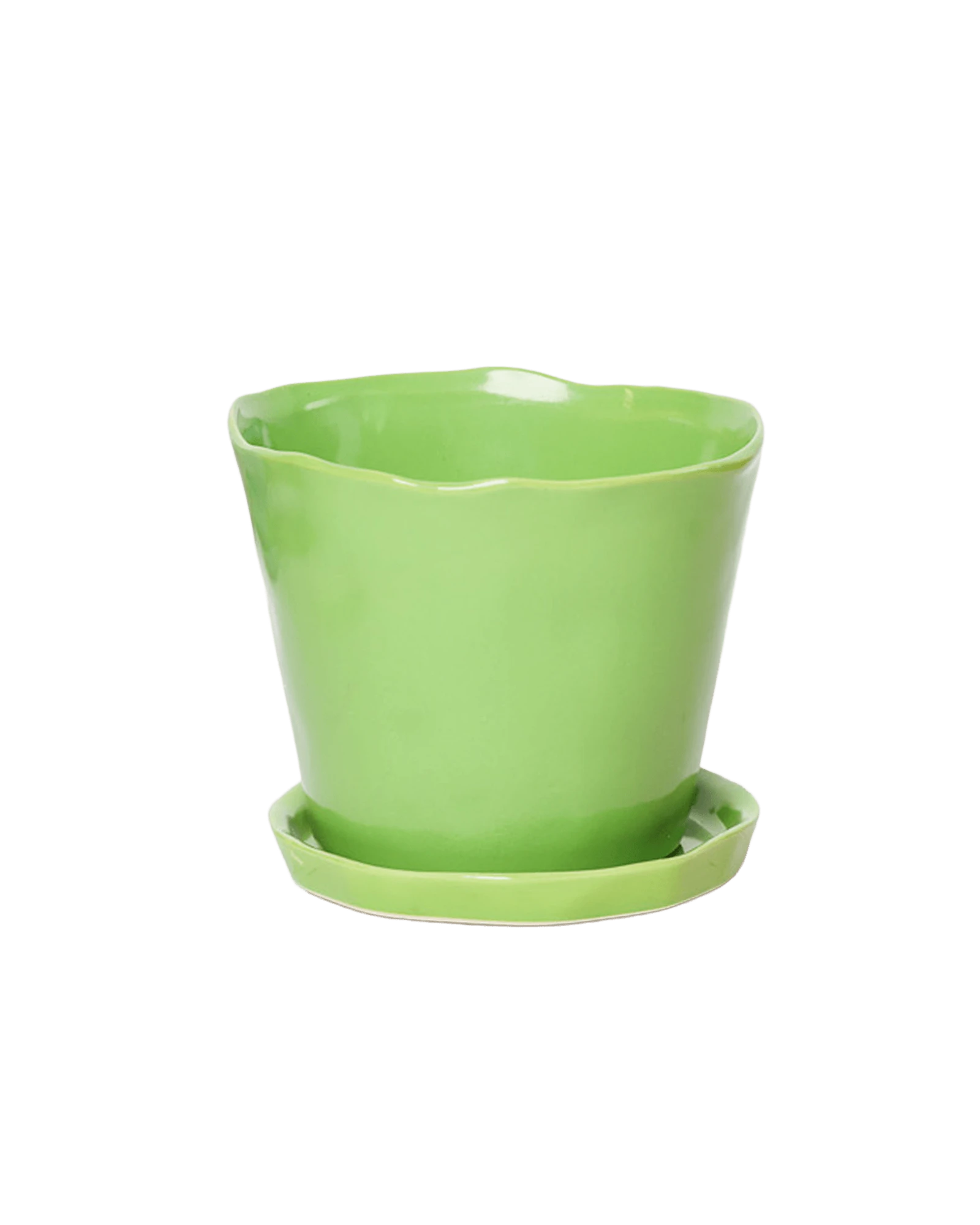 Chive Tika greenery ceramic large plant pot with drainage hole and detachable saucer.