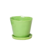 Chive Tika greenery ceramic large plant pot with drainage hole and detachable saucer.