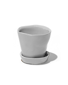 Chive Tika light grey ceramic small plant pot with drainage hole and detachable saucer.