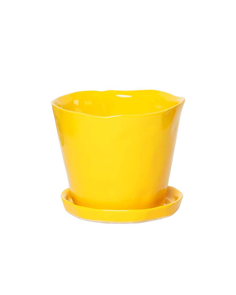 Chive Tika meadowlark yellow ceramic large plant pot with drainage hole and detachable saucer.