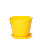 Chive Tika meadowlark yellow ceramic large plant pot with drainage hole and detachable saucer.