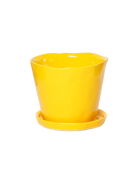 Chive Tika meadowlark yellow ceramic medium plant pot with drainage hole and detachable saucer.