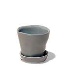 Chive Tika medium grey ceramic small plant pot with drainage hole and detachable saucer.