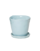 Chive Tika large ceramic planter in color new grey with drainage and detachable saucer.