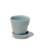 Chive Tika new grey ceramic small plant pot with drainage hole and detachable saucer.