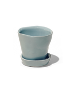 Chive Tika new grey ceramic small plant pot with drainage hole and detachable saucer.