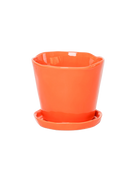 Chive Tika orange ceramic large plant pot with drainage hole and detachable saucer.
