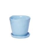 Chive Tika periwinkle ceramic medium plant pot with drainage hole and detachable saucer.