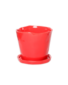Chive Tika red ceramic large plant pot with drainage hole and detachable saucer.