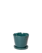 Chive Tika spruce ceramic large plant pot with drainage and saucer.