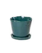 Chive Tika spruce ceramic medium plant pot with drainage hole and detachable saucer.